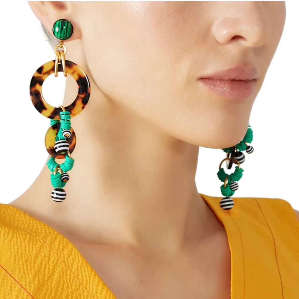 Elizabeth Cole Tortoise Shell Drop Down Hoops